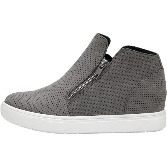 CUSHIONAIRE Wedge Sneakers for Women Hidden Heel Zip Wide Width Black Shoe - Picture 1 of 7